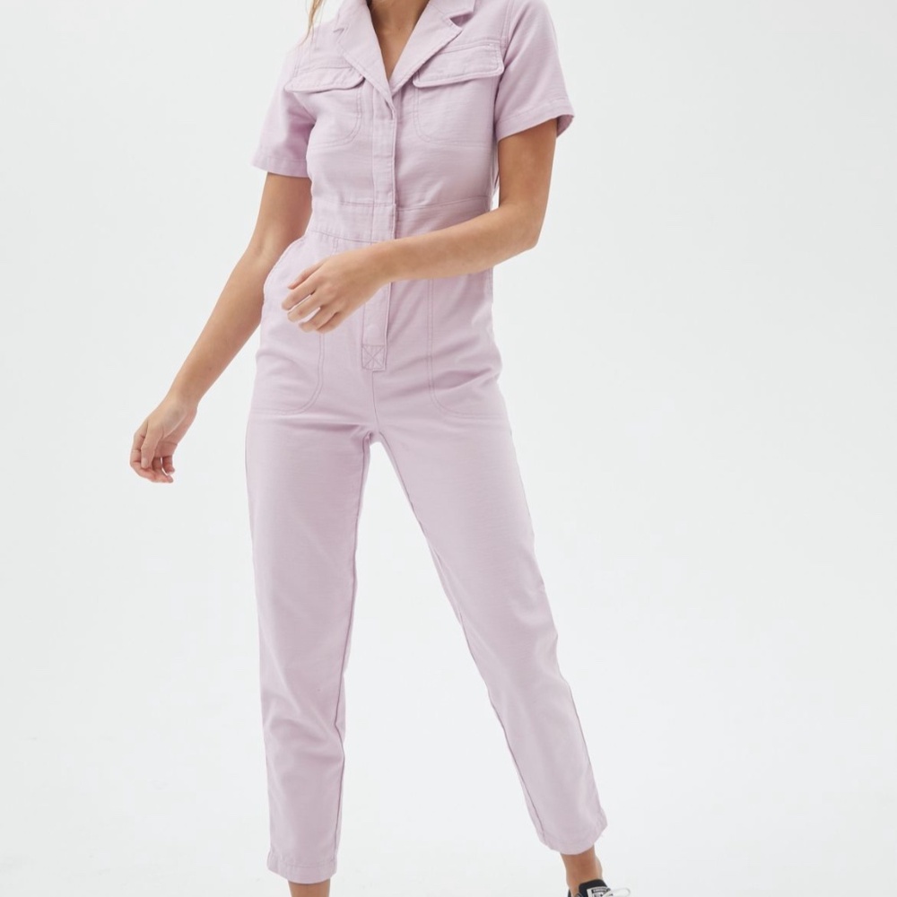 BDG Lizzy short sleeve coveralls jumpsuit in lilac
